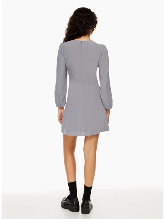Aritzia Sunday Best Grayson Rocky Grey Long Sleeve V-Neck Mini Dress 2